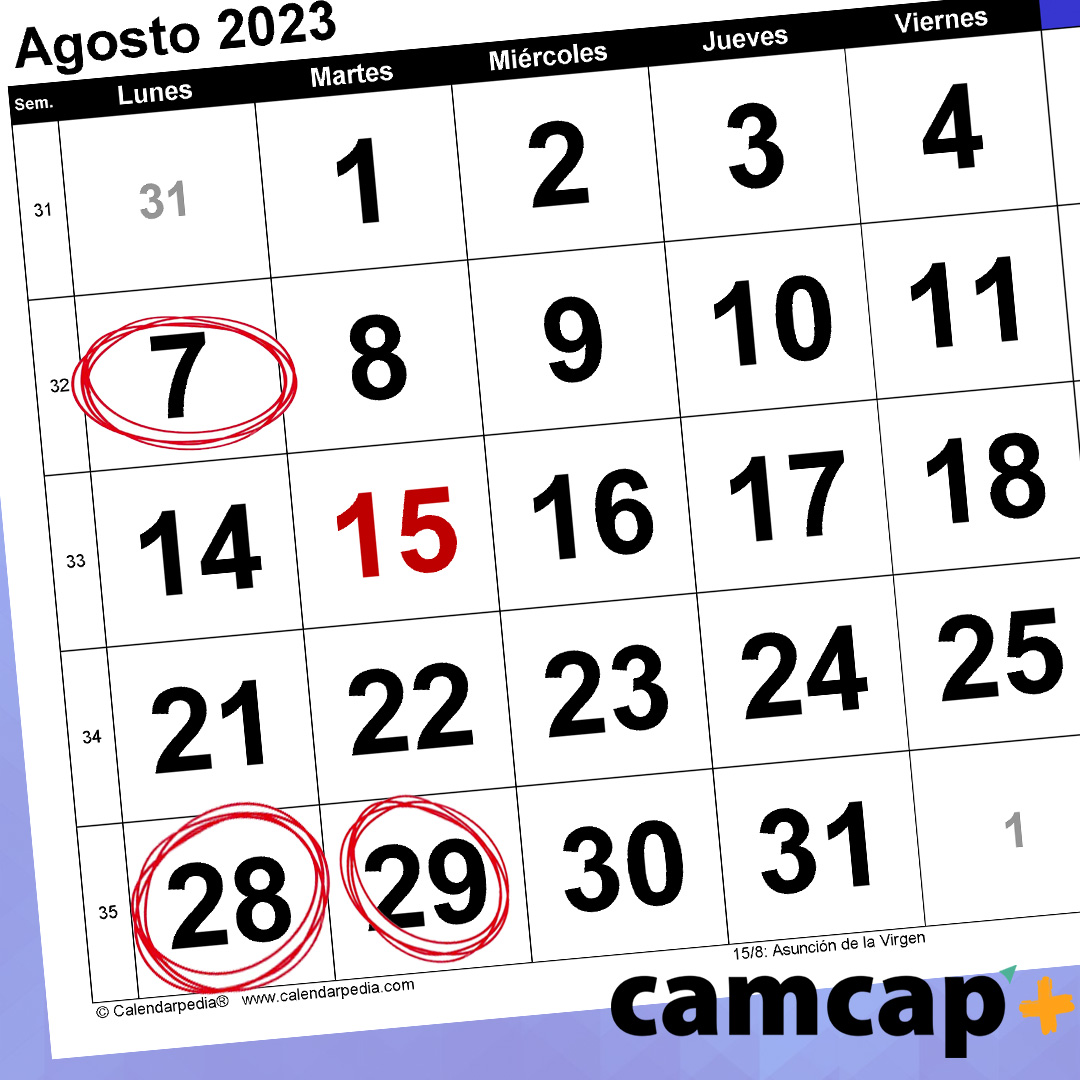 ¡Te presentamos nuestro calendario de Agosto en Camcap!