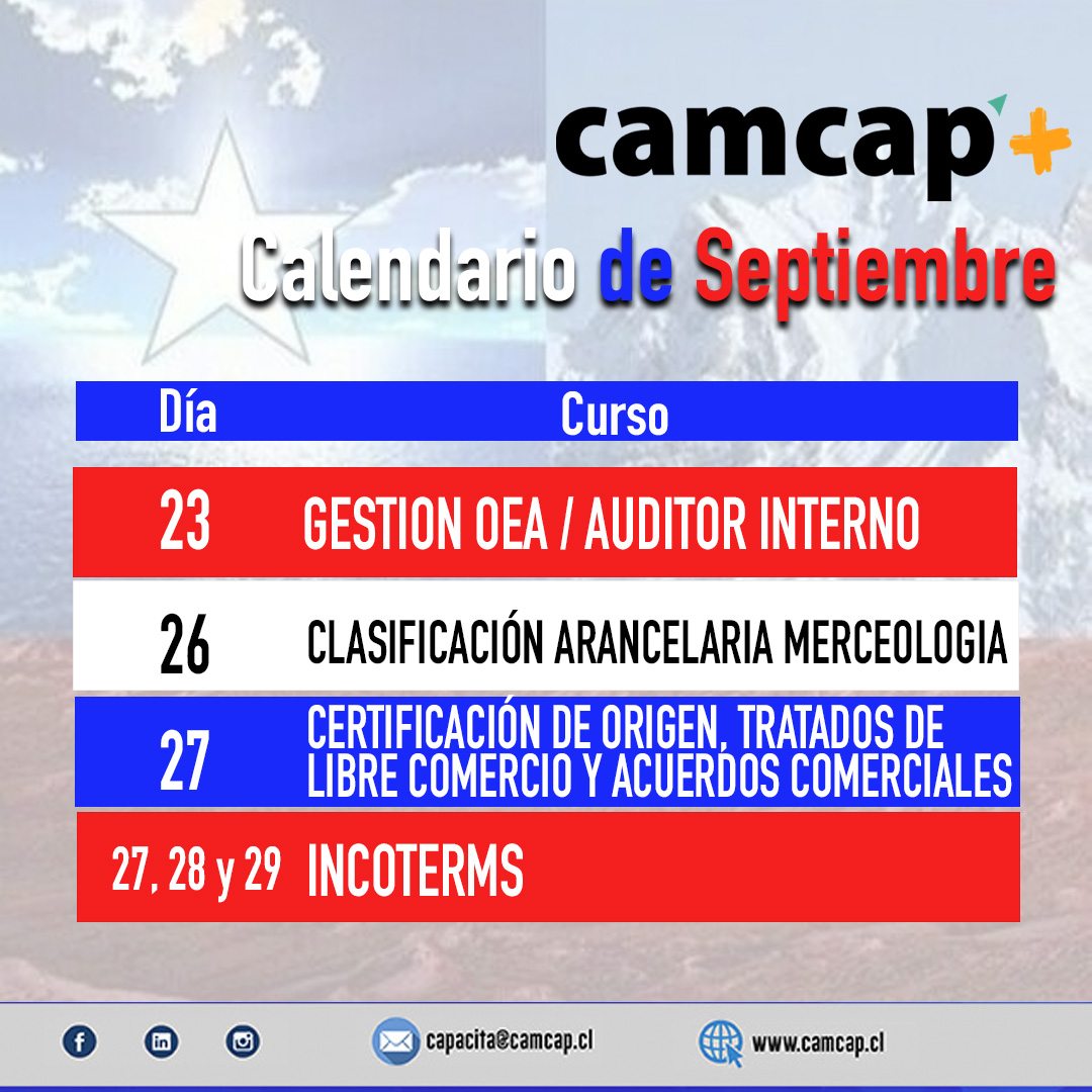 Camcap presenta su calendario de cursos de septiembre: Capacitación en línea para profesionales del Comercio Exterior